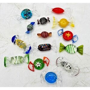 14 Vintage MCM Colorful Hand Blown Murano Style Art Glass Wrapped Candy Pieces